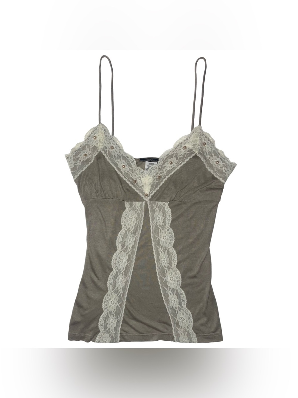 Y2k Niche USA Lace Beaded Babydoll Tank Top M Grunge Fairy Dainty Coquette VTG